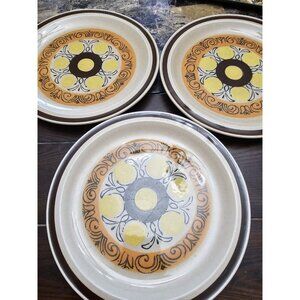 Vista Stoneware Vintage Classic 1970s Design Set Of 3 Dinner Plates 10"